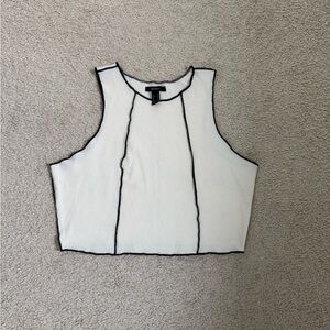 Forever 21 White Tank Top with Black Trim
